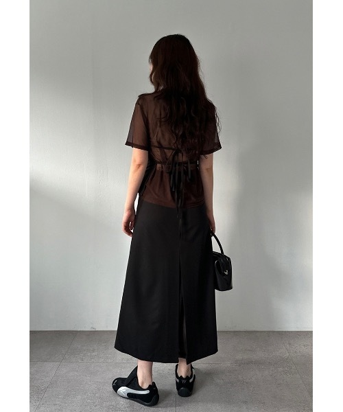 Didot.showroom（ディドット ショールーム）の「シアーメッシュT（Tシャツ/カットソー・レディース・ネイビー/ラベンダー/ブラウン・FREE）」の9枚目の写真