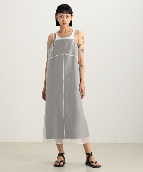 EDITION（エディション）の「シルクオーガン パネルキャミソールワンピース（ワンピース・レディース・ブラック/ホワイト・FREE）」の3枚目の写真