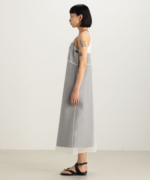 EDITION（エディション）の「シルクオーガン パネルキャミソールワンピース（ワンピース・レディース・ブラック/ホワイト・FREE）」の4枚目の写真