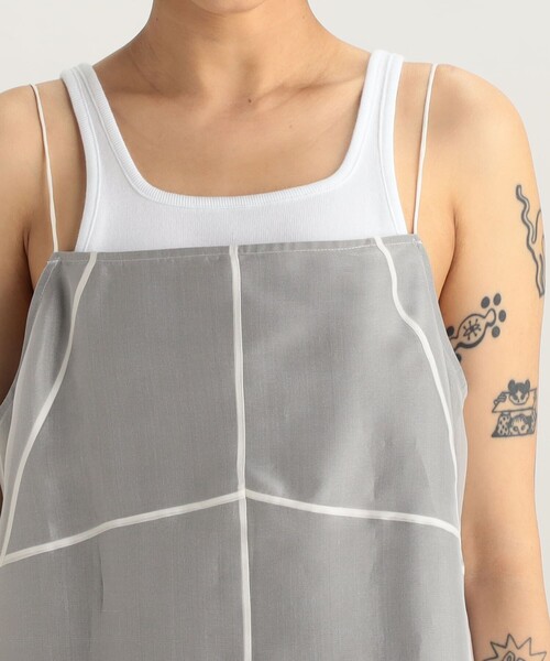 EDITION（エディション）の「シルクオーガン パネルキャミソールワンピース（ワンピース・レディース・ブラック/ホワイト・FREE）」の6枚目の写真