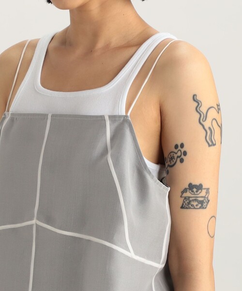 EDITION（エディション）の「シルクオーガン パネルキャミソールワンピース（ワンピース・レディース・ブラック/ホワイト・FREE）」の8枚目の写真