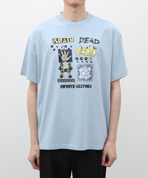 BRAIN DEAD☆長袖 Tシャツ Magic Damage Brain Dead Men's Magic Damage Long Sleeve T-Shirt in Grey