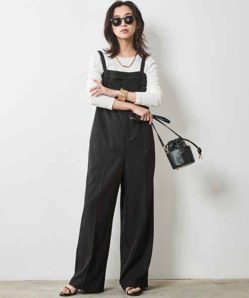 CHIC STYLE（シックスタイル）の「スラックスロンパース ＜大きいサイズ有＞シックスタイル（サロペット/オーバーオール・レディース・チャコール/ブラック・M/L/LL/3L/4L/5L）」の9枚目の写真