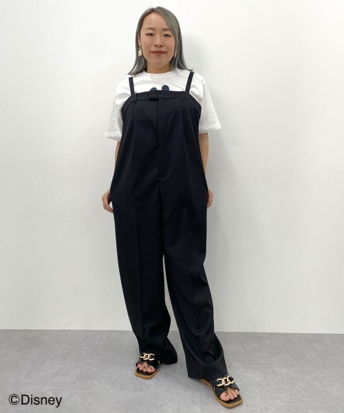 OSKLEN オスクレン オールインワン サロペット ロンパース 黒 S セール】 little black:〈セレモニー対応可〉Vネック ワイド