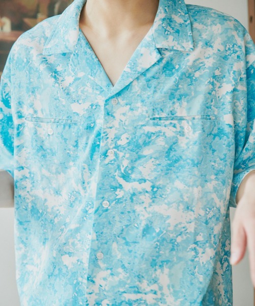 Camphor wood（カンファーウッド）の「watercolor h/s shirts / 水彩総柄オープンカラーシャツ（シャツ/ブラウス・メンズ・グリーン/ブルー・MEDIUM/LARGE）」の20枚目の写真