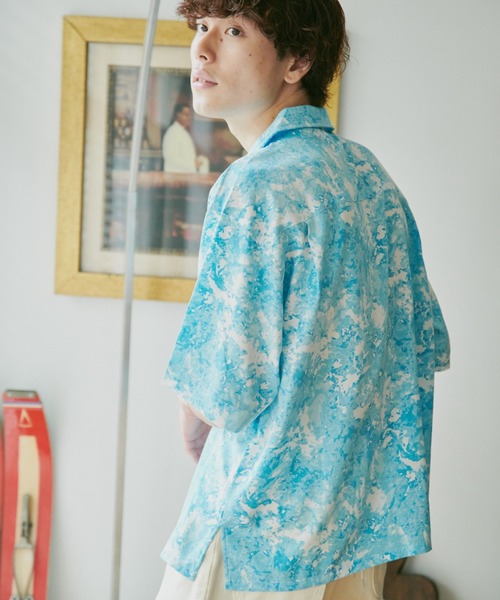 Camphor wood（カンファーウッド）の「watercolor h/s shirts / 水彩総柄オープンカラーシャツ（シャツ/ブラウス・メンズ・グリーン/ブルー・MEDIUM/LARGE）」の10枚目の写真