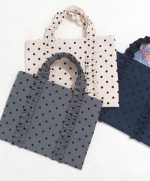 PICCIN PERLA | フロッキードットフリル付き手提げバッグ(トートバッグ)