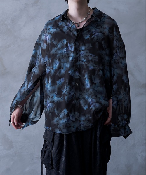 Ellno Loset by Aran（エルノロゼットバイアラン）の「【Aranコラボ】2WAYフラワー柄シアーシャツ（シャツ/ブラウス・メンズ・オフホワイト/ブラック・SMALL/MEDIUM/LARGE）」の15枚目の写真