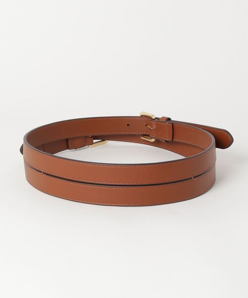 LAUREN RALPH LAUREN（ローレン ラルフ ローレン）の「レザー ダブルバックル スタックド ワイド ベルト（ベルト・レディース・ブラウン・S/XS/M）」の2枚目の写真
