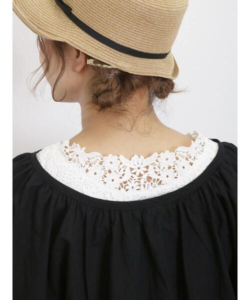 Samansa Mos2（サマンサ モスモス）の「後ろパーツレースノースリーブ（タンクトップ・レディース・ブラック/キナリ/オフホワイト・F）」の2枚目の写真