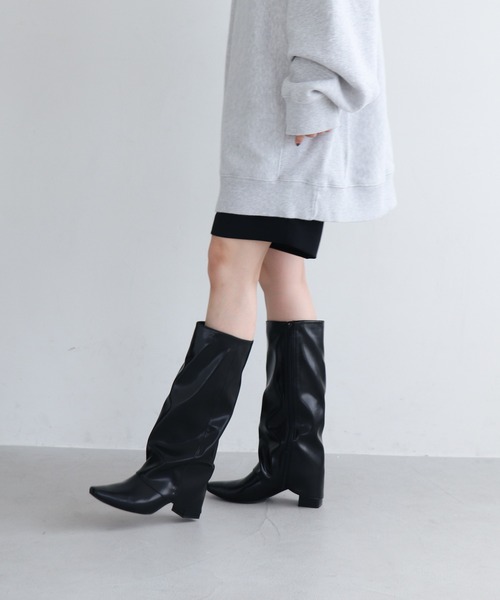 EVOL（イーボル）の「【EVOL】フレアワイドシャフトロングブーツ IX5497（ブーツ・レディース・アイボリー/ブラック・S/M/L/LL）」の14枚目の写真
