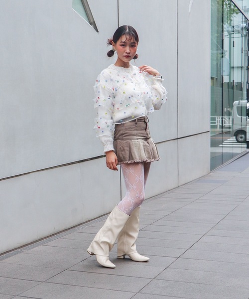 EVOL（イーボル）の「【EVOL】フレアワイドシャフトロングブーツ IX5497（ブーツ・レディース・アイボリー/ブラック・S/M/L/LL）」の22枚目の写真