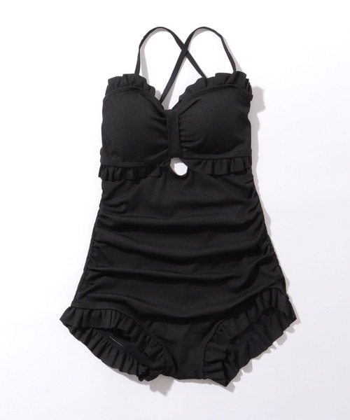 フリル リボン カットアウト ワンピース 水着（水着）｜Lace