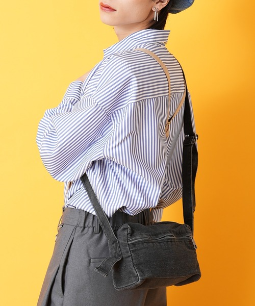 an meets zakka(アンミツザッカ)の「an meets zakka ハードウォッシュドデニムショルダーバッグ(ショルダーバッグ・メンズ・ブラック/ライトブルー・ONESIZE)」の9枚目の写真
