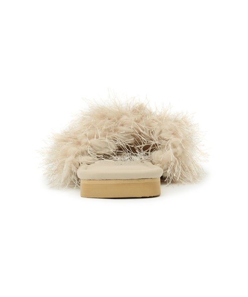 ROPE' PICNIC（ロペピクニック）の「フリンジファーフラットサンダル（サンダル・レディース・ベージュ系その他/ブラック・23.5cm/24.5cm）」の11枚目の写真