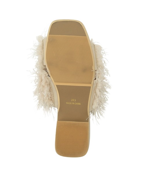 ROPE' PICNIC（ロペピクニック）の「フリンジファーフラットサンダル（サンダル・レディース・ベージュ系その他/ブラック・23.5cm/24.5cm）」の5枚目の写真