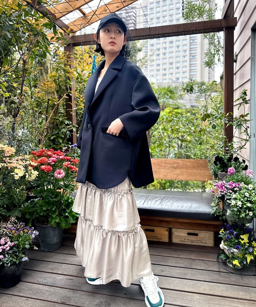 FLUMOR(フラマー)の「サイドスリットオーバージャケットコート(テーラードジャケット・レディース・ブラック・38)」の21枚目の写真
