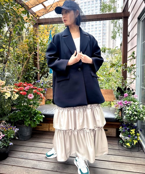 FLUMOR(フラマー)の「サイドスリットオーバージャケットコート(テーラードジャケット・レディース・ブラック・38)」の22枚目の写真
