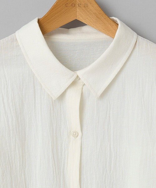 coen（コーエン）の「ハイツイストコットンシアーシャツ（シャツ/ブラウス・レディース・ナチュラル/ブラウン/ブラック・M/L）」の12枚目の写真