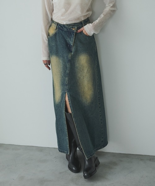 AIC.（エーアイシー）の「オーバーダイウエストデザインデニムスカート/セットアップ可能（デニムスカート・レディース・ブルー・MEDIUM/SMALL）」の4枚目の写真