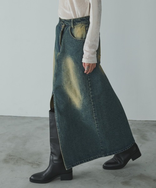 AIC.（エーアイシー）の「オーバーダイウエストデザインデニムスカート/セットアップ可能（デニムスカート・レディース・ブルー・MEDIUM/SMALL）」の7枚目の写真