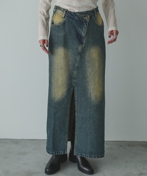 AIC.（エーアイシー）の「オーバーダイウエストデザインデニムスカート/セットアップ可能（デニムスカート・レディース・ブルー・MEDIUM/SMALL）」の5枚目の写真