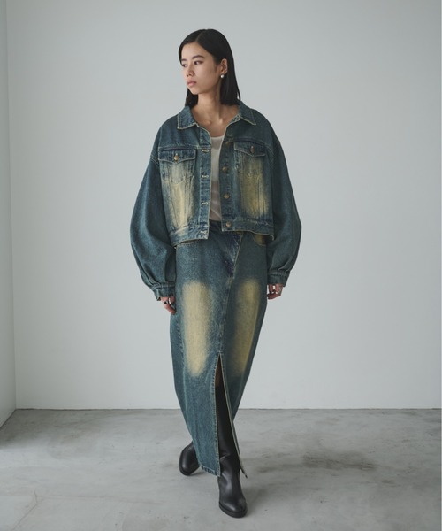 AIC.（エーアイシー）の「オーバーダイウエストデザインデニムスカート/セットアップ可能（デニムスカート・レディース・ブルー・MEDIUM/SMALL）」の14枚目の写真