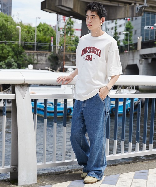 WEGO（ウィゴー）の「WEGO/カレッジロゴプリントT（Tシャツ/カットソー・メンズ・ホワイト/ダークグリーン/ネイビー・SMALL/MEDIUM/LARGE）」の9枚目の写真