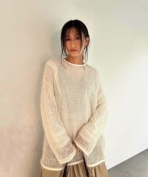 シャイニーモヘアローゲージニットトップス