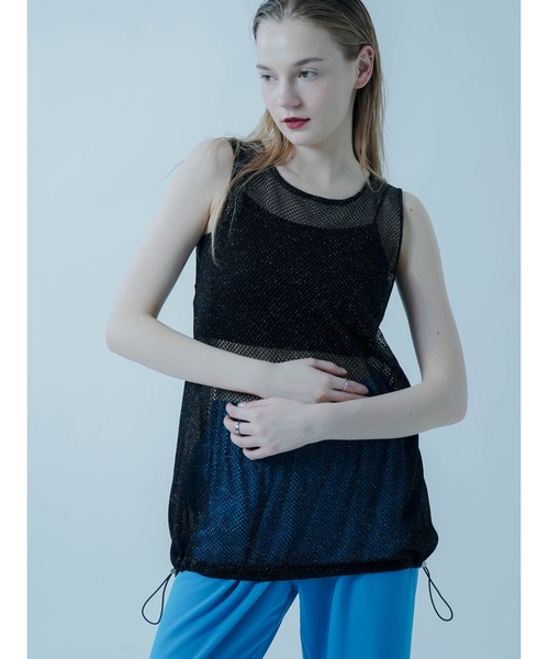 :ETHROF(イーサオブ)の「GLITTER SHEER KNIT TANK(ベスト・レディース・ブラック・MEDIUM)」の1枚目の写真