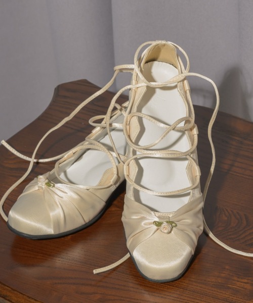 lace up rose ballet shoes / バラモチーフバレエシューズ