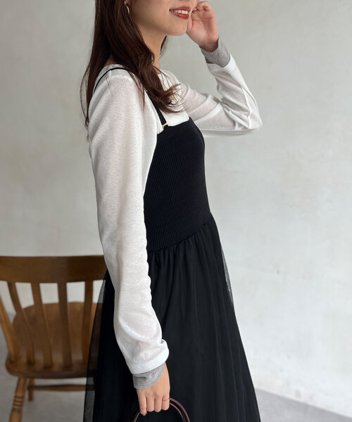 Chez toi(シェトワ)の「袖口レイヤードセミシアーロンT(Tシャツ/カットソー・レディース・ブラック/ピンク/オフホワイト・FREE)」の9枚目の写真