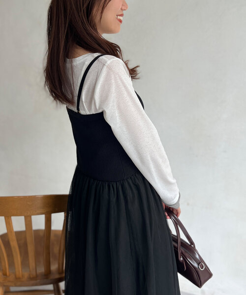 Chez toi(シェトワ)の「袖口レイヤードセミシアーロンT(Tシャツ/カットソー・レディース・ブラック/ピンク/オフホワイト・FREE)」の10枚目の写真