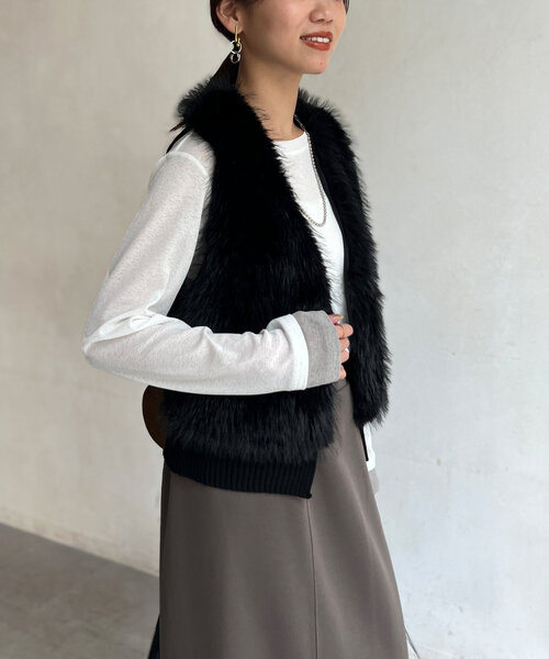 Chez toi(シェトワ)の「袖口レイヤードセミシアーロンT(Tシャツ/カットソー・レディース・ブラック/ピンク/オフホワイト・FREE)」の15枚目の写真