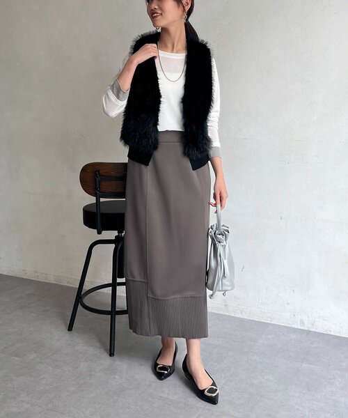 Chez toi(シェトワ)の「袖口レイヤードセミシアーロンT(Tシャツ/カットソー・レディース・ブラック/ピンク/オフホワイト・FREE)」の17枚目の写真