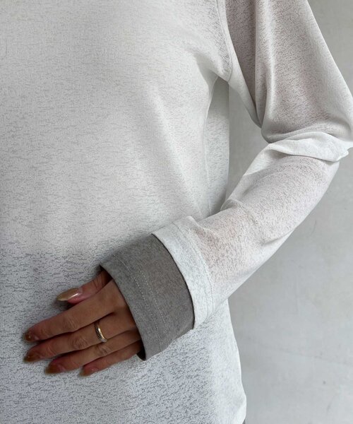 Chez toi(シェトワ)の「袖口レイヤードセミシアーロンT(Tシャツ/カットソー・レディース・ブラック/ピンク/オフホワイト・FREE)」の21枚目の写真