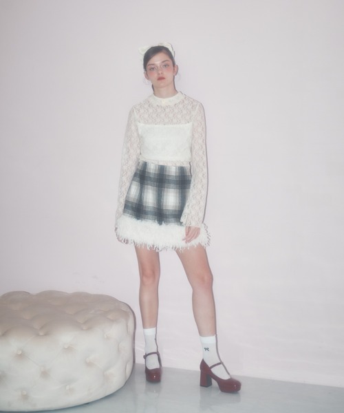 Lovilyn（ラヴィリン）の「ファー付きチェックスカート（スカート