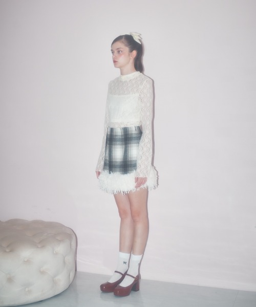 Lovilyn（ラヴィリン）の「ファー付きチェックスカート（スカート
