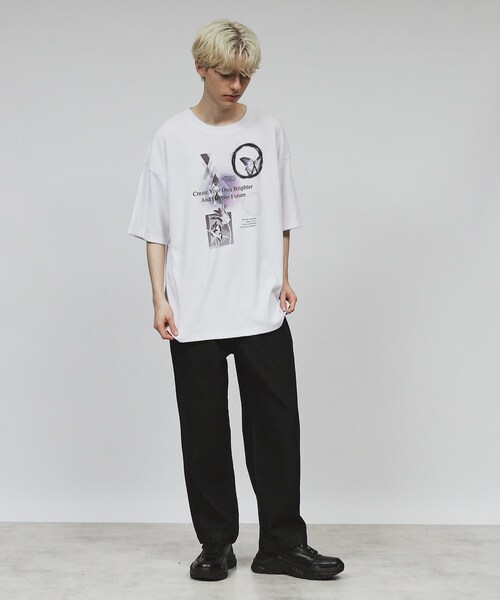 tk.TAKEO KIKUCHI(ティーケータケオキクチ)の「◆コラージュTシャツ(Tシャツ/カットソー・メンズ・グレー/ブラック/ホワイト・03/02/04)」の5枚目の写真