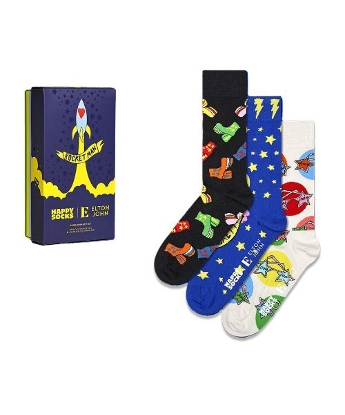 【3足セット】【Limited】Happy Socks×Elton John 3-Pack Gift Set クルーソックス 14243001（ソックス/靴下）｜Happy Socks（ハッピーソックス）