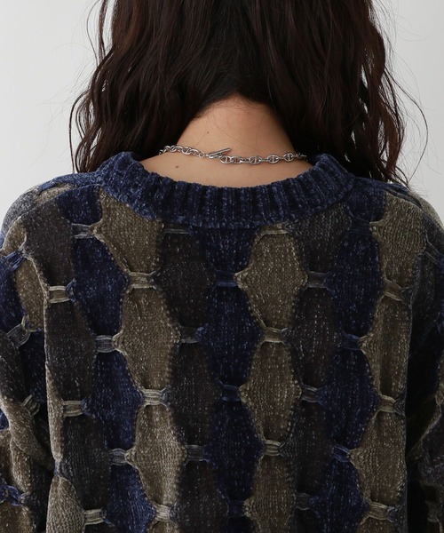 RAGEBLUE（レイジブルー）の「ボリュームスリーブ/配色ショートモールニット（ニット/セーター・レディース・ブルー系/オフホワイト/グレー系/オレンジ系・FREE）」の19枚目の写真