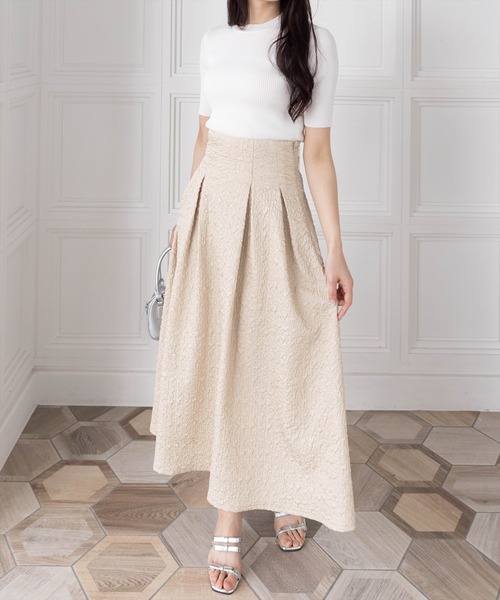 clear（クリア）の「【低身長用サイズ有】ブークレフレアスカート [大人 フェミニン 華やか 着心地抜群]≪再入荷≫（スカート・レディース・ブラック/ブルーグレー/アイボリー・F/XS）」の8枚目の写真