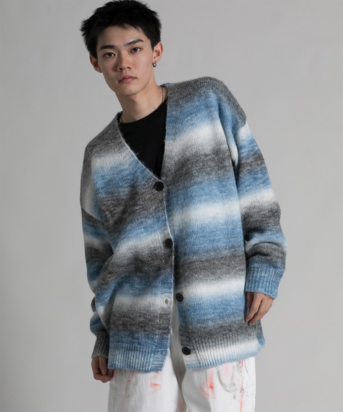 aimoha(アイモハ)の「【aimoha neo】 Gradient Striped Cardigan(カーディガン/ボレロ・メンズ・ダークグレー/ブルー・MEDIUM/LARGE/X-LARGE/XX-LARGE)」の6枚目の写真