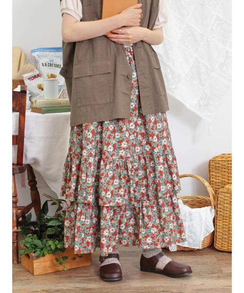 Samansa Mos2（サマンサ モスモス）の「柄アソート裾重ねスカート（スカート・レディース・オレンジ/ブルー/レッド/ブラック/ベージュ・F）」の20枚目の写真