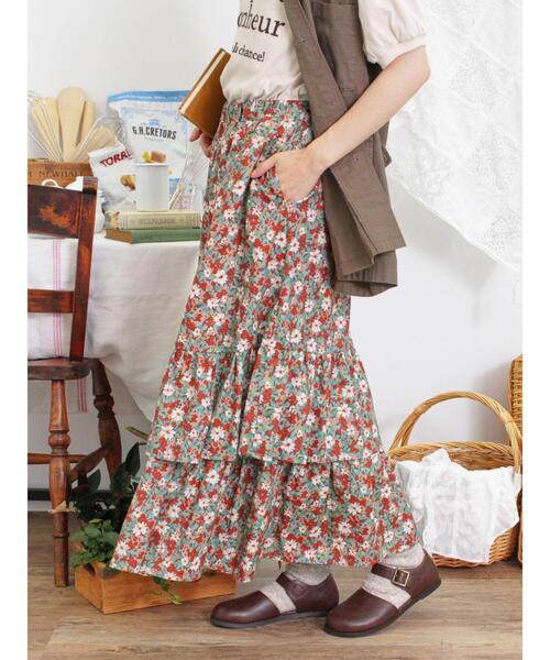 Samansa Mos2（サマンサ モスモス）の「柄アソート裾重ねスカート