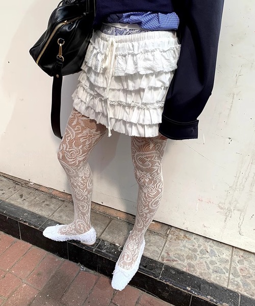 SANSeLF（サンセルフ）の「【LONSLAN】レースタイツ sanal24a004（タイツ/ストッキング・レディース・ブラック/ホワイト・FREE）」の2枚目の写真