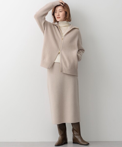 23区 S（ニジュウサンクチイサイサイズ）の「【洗える】カシミヤブレンド ジップアップ ニットブルゾン（ブルゾン・レディース・ライトグレー系/ベージュ系/グレー系・32）」の6枚目の写真