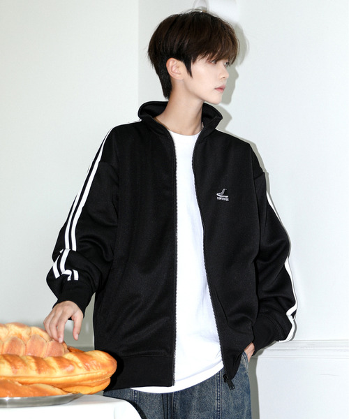 CONVERSE（コンバース）の「【neos】CONVERSE コンバース ルーズシルエット ロゴ 刺繍 ライン ジャージ トラックジャケット（ジャージ・メンズ・オフホワイト/ブラック/ネイビー/ベージュ・MEDIUM/LARGE/X-LARGE）」の10枚目の写真