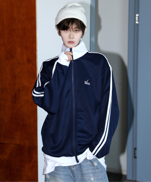 CONVERSE（コンバース）の「【neos】CONVERSE コンバース ルーズシルエット ロゴ 刺繍 ライン ジャージ トラックジャケット（ジャージ・メンズ・オフホワイト/ブラック/ネイビー/ベージュ・MEDIUM/LARGE/X-LARGE）」の20枚目の写真