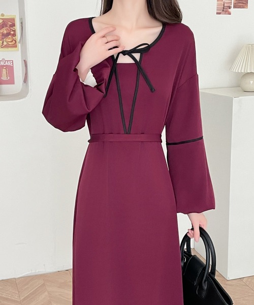 新品未使用】Fitmore袖リボンワンピース ピンク ショート fitmore 花柄